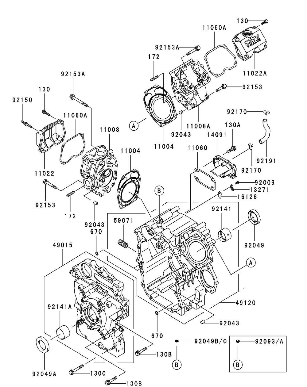 Fd791d-Cs05 Cylinder And Crankcase Diagram and Parts List for M60-KW LC-53AJ8CT6050-29HP-LC-DFI Cub Cadet Lawn Tractor
